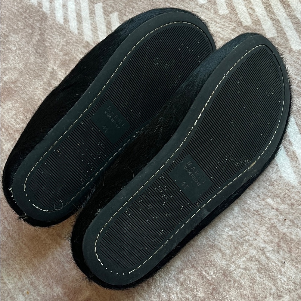 MARNI Black Fur Slip-On Shoes - Picture 5 of 9